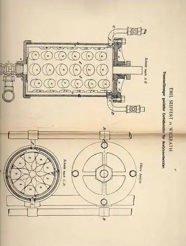 Original Patentschrift - E. Seiffert in Wickrath , 1898 , Carbidbehälter für Acetylenentwickler !!!