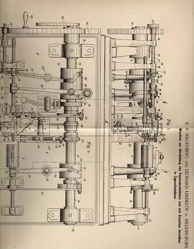Original Patentschrift - Maschine für Cigaretten , Zigaretten , 1898 , L. Lindelöf in Helsingfors !!!