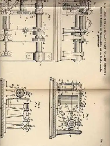 Original Patentschrift - Maschine für Cigaretten , Zigaretten , 1898 , L. Lindelöf in Helsingfors !!!