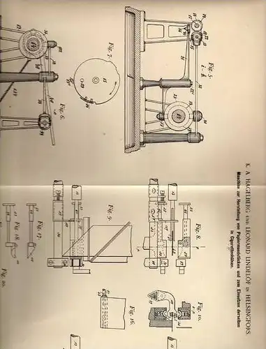 Original Patentschrift - Maschine für Cigaretten , Zigaretten , 1898 , L. Lindelöf in Helsingfors !!!