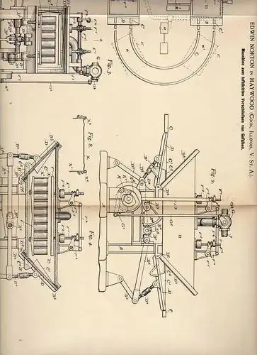 Original Patentschrift - E. Norton in Maywood , 1899 , Maschine für luftdichte Gefäße  !!!