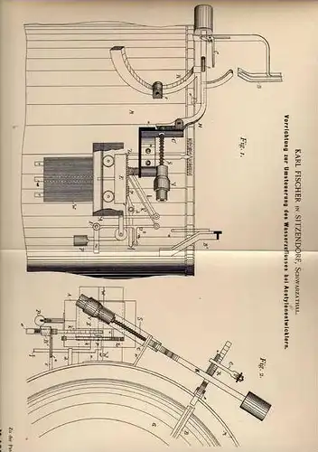 Original Patentschrift - K. Fischer in Sitzendorf , 1898 , Entwickler für Acetylen !!!