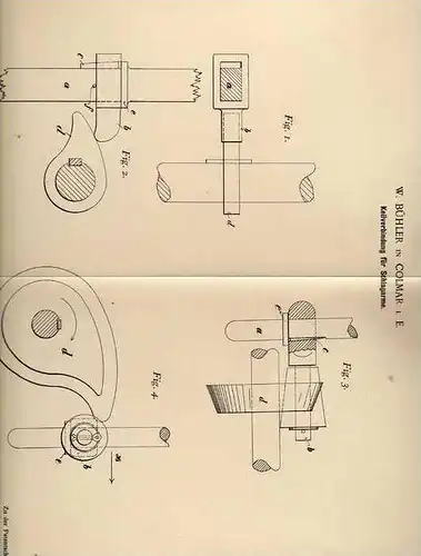 Original Patentschrift - W. Bühler in Colmar i. E., 1899 , Keilverbindung für Schlagarme !!!