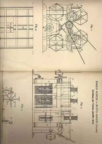 Original Patentschrift - E. Ronchi in Busto - Arsizio , Italien , 1897 , Trockner für Garn !!!
