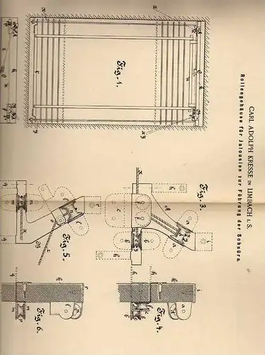 Original Patentschrift - C Kresse in Limbach i.S. , 1900 , Jalousie , Rolladen !!!
