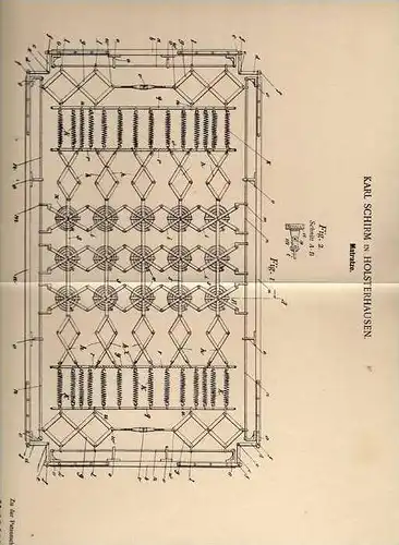 Original Patentschrift - K. Schirm in Holsterhausen , 1900 , Matraze , Bett !!!
