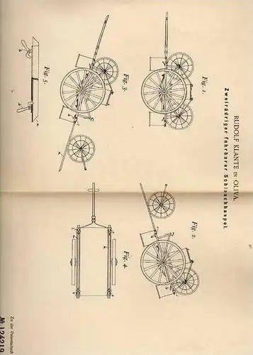 Original Patentschrift - R. Klante in Oliva , 1900 , zweirädriger Wagen , Schlauchhaspel !!!