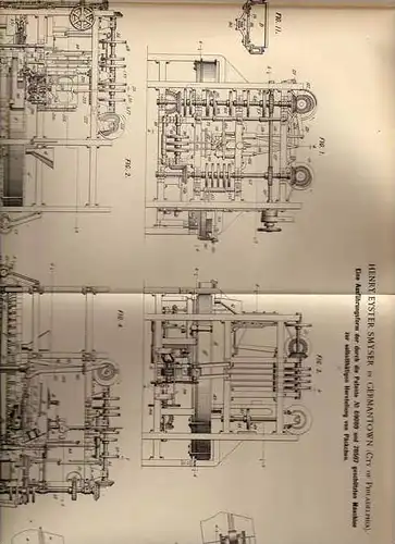 Original Patentschrift - H. Smyser in Germantown , USA , 1896 , Maschine für Päckchen Herstellung , Pakete  !!!