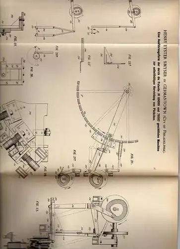 Original Patentschrift - H. Smyser in Germantown , USA , 1896 , Maschine für Päckchen Herstellung , Pakete  !!!
