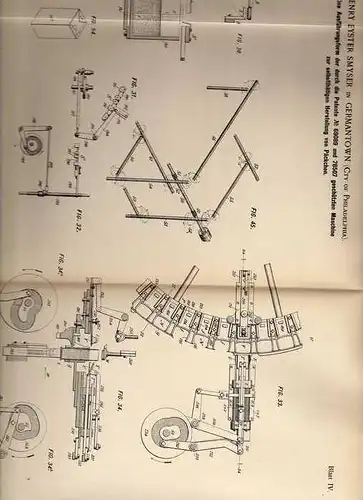 Original Patentschrift - H. Smyser in Germantown , USA , 1896 , Maschine für Päckchen Herstellung , Pakete  !!!