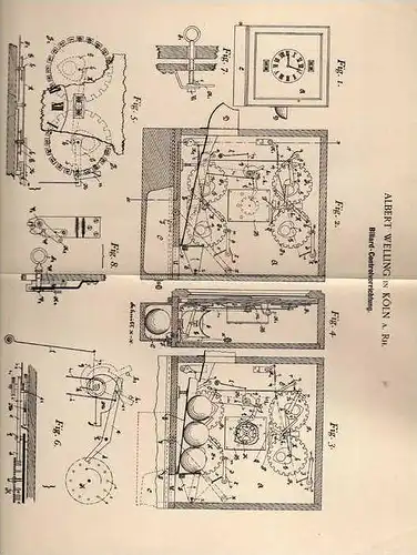 Original Patentschrift - A. Weling in Köln a. Rh., 1896  , Billiard Controllvorrichtung !!!