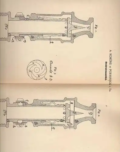 Original Patentschrift - A. Schöne in Poessneck , 1897 , Spritze , Injektion , Rohr für Spritzen , Arzt , Pößneck !!!