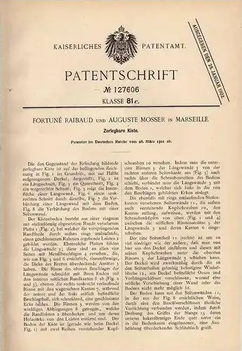 Original Patentschrift - A. Mosser in Marseille , 1901 , Zerlegbare Kiste !!!