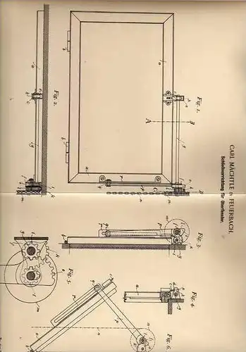 Original Patentschrift - C. Mächtle in Feuerbach , 1901 , Oberfenster - Schließvorrichtung , Fenster , Fensterbau !!!