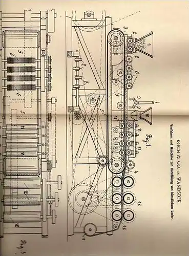 Original Patentschrift - Koch & Co in Wandsbek , 1901 , Kunstleder Maschine , Leder !!!