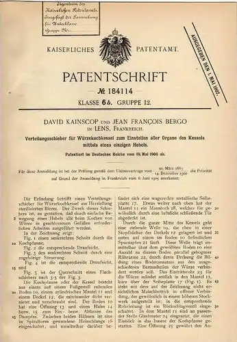 Original Patentschrift - J. Bergo in Lens , 1906 , Bierkessel , Gewürzkochkessel , Bier , Brauerei !!!