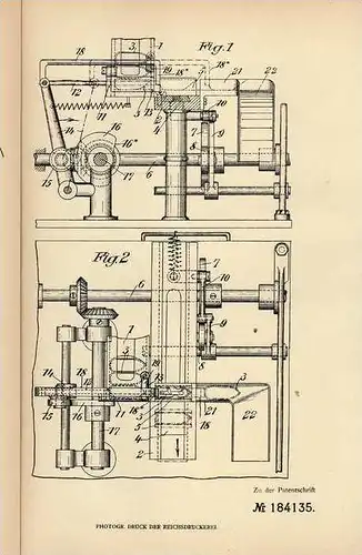 Original Patentschrift - Stickerei Feldmühle in Rorschach , Schweiz , 1906 , Stickmaschine !!!