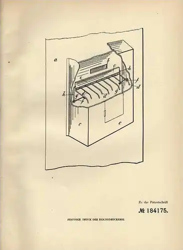 Original Patentschrift - Briefkasten mit Diebstahlschutz , 1906 ,A. Butler in Kingsford , Postkasten , Post !!!