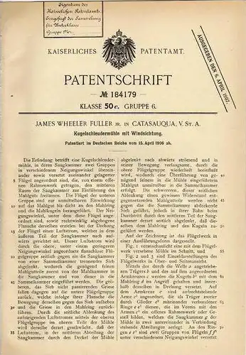 Original Patentschrift - J. Fuller in Catasauqua , USA , 1906 , Kugelschleudermühle !!!
