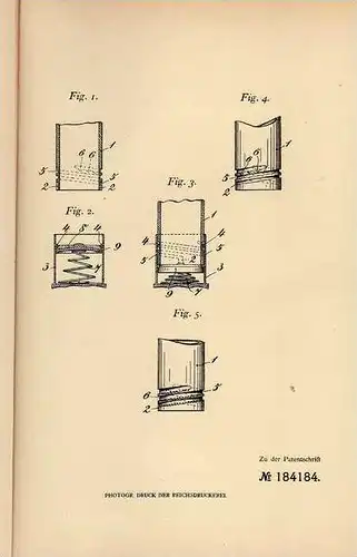 Original Patentschrift - P. Kleber in Südende b. Berlin , 1904 , Bajonettverschluß für gashaltige Gefäße !!!