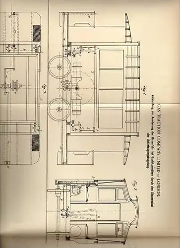 Original Patentschrift - Gas Traction Ltd. in London , 1894 , Gaslokomotive , Lokomotive , Lok , Eisenbahn  !!!