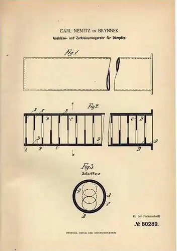 Original Patentschrift - C. Nemitz in Brynnek , 1894 , Zerkleinerung v. Maische , Brauerei , Bier , Alkohol !!!