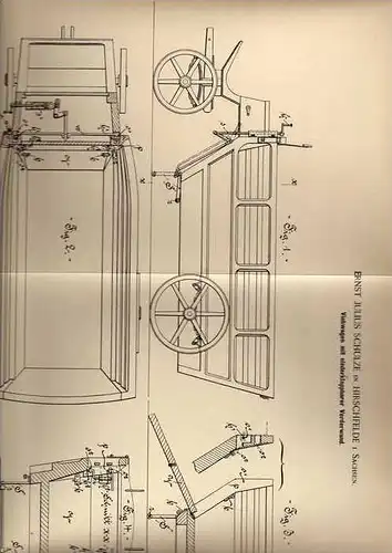 Original Patentschrift - E. Schulze in Hirschfelde i. Sachsen , 1894 , Kutsche , Viehwagen !!!