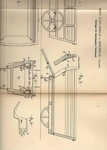 Original Patentschrift - E. Schulze in Hirschfelde i. Sachsen , 1894 , Kutsche , Viehwagen !!!