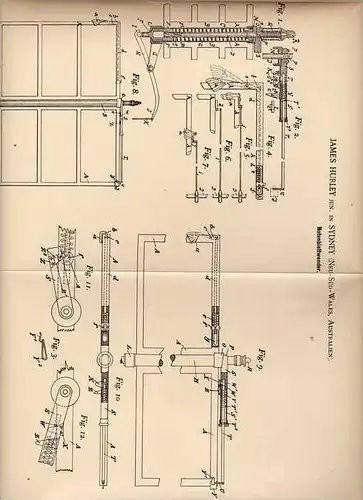 Original Patentschrift - J. Hurley in Sydney , Australien , 1892 , Notenblattwender , Musik !!!