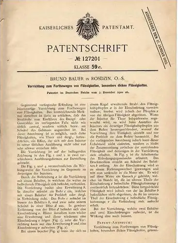 Original Patentschrift - B. Bauer in Rosdzin , 1900 , Apparat für Teer , Flüssigkeiten !!!