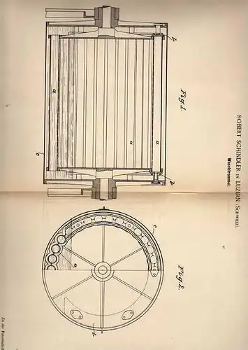 Original Patentschrift - R. Schindler in Luzern , 1895 , Waschmaschine , Waschtrommel !!!