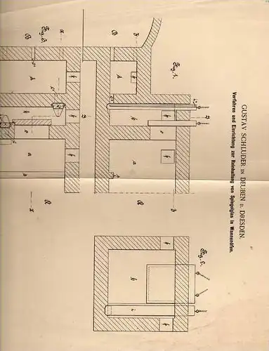 Original Patentschrift - G. Schluder in Deuben b. Dresden , 1895 , Spiegelglas für Öfen , Glas , Glashütte , Glaserei !!