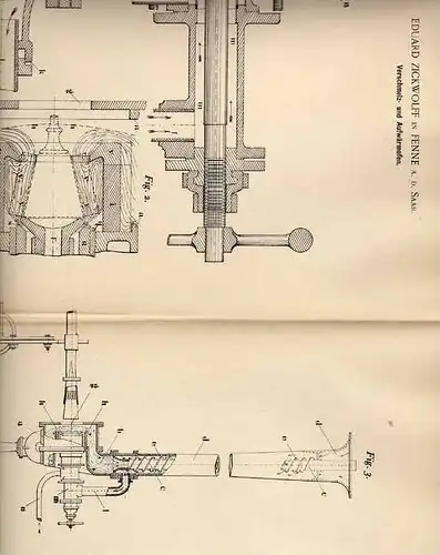 Original Patentschrift - E. Zickwolff in Fenne , 1900 , Ofen für Glas , Glaswerk , Glashütte !!!