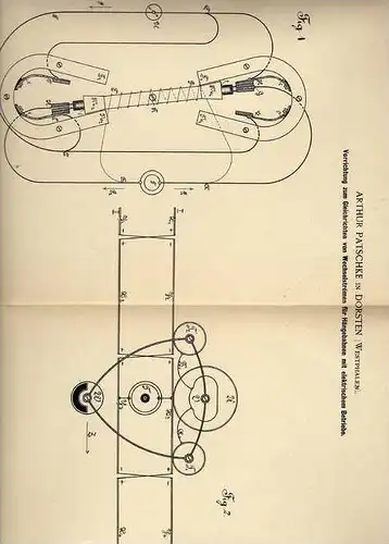 Original Patentschrift - A. Patschke in Dorsten , 1887 , Gleichrichter für Hängebahn , Schwebebahn , Seilbahn !!!