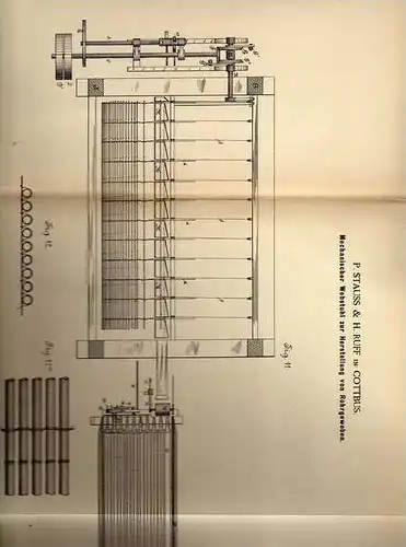 Original Patentschrift - P. Stauss in Cottbus , 1887 , Webstuhl , Weberei , Weben !!!