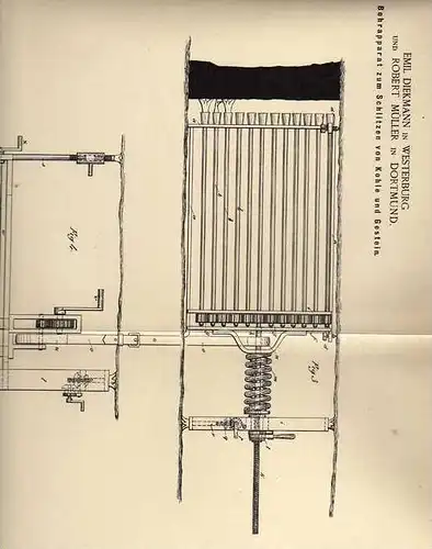 Original Patentschrift - E. Diekmann in Westerburg und Dortmund , 1887 , Bohrapparat für Kohle und Gestein , Bergbau !!!