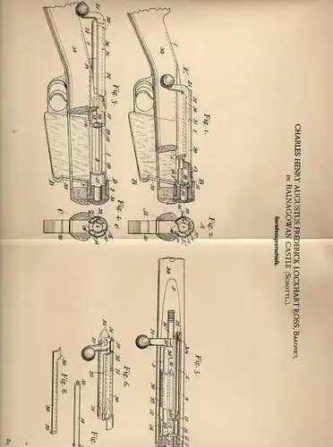 Original Patentschrift - C. Ross , Baronet in Balnagowan Castle , 1900 , Rifle, weapon, hunting, hunter !!!