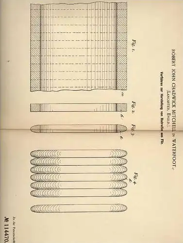 Original Patentschrift - R. Mitchell in Waterfoot , 1899 , Reifen aus Filz , Radreifen !!!