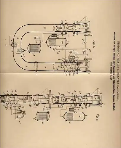 Original Patentschrift - F. Kessler in Rosario , Argentinien , 1900 , Apparat  zur Auslaugung v. Rübenschnitzel u. Holz