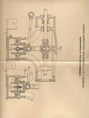 Original Patentschrift - Oddesse Dampfpumpen GmbH in Hamburg , 1901 , Dampfpumpen , Dampfmaschine !!!