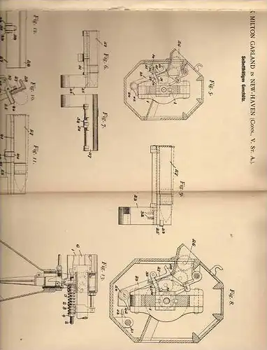 Original Patentschrift - F. Garland in New Haven , 1899 , selbsttätige Kanone , Geschütz !!!