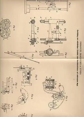 Original Patentschrift - E. Dragoumis in Athen , 1900, Apparat zur Einstellung von Geschützen , Kanone !!!