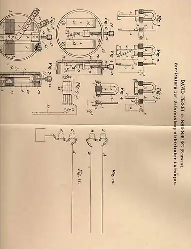 Original Patentschrift - D. Perret in Neuenburg , 1901 , Untersuchung von elektrischen Leitungen !!!