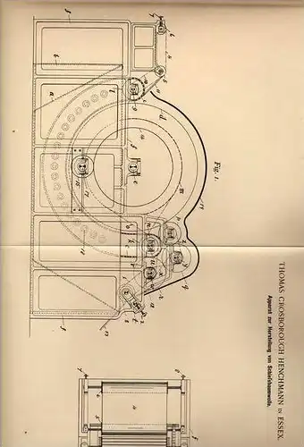 Original Patentschrift - T. Henchmann in Essex , 1899 , Schießbaumwolle Apparat !!!