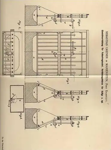 Original Patentschrift - S. Greiner in Marienstein b. Eichstätt , 1901 , Käfig für Tiere , Geflügel , Viehzucht !!!