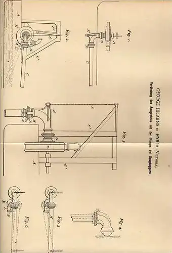 Original Patentschrift - G. Higgins in Hybla , 1899 , Pumpe für Saugbagger , Bagger !!!