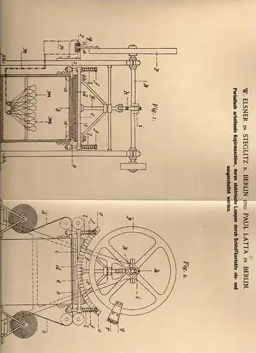 Original Patentschrift - W. Elsner in Steglitz b. Berlin , 1900 , Kopiermaschine , Kopierer !!!