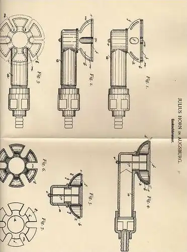 Original Patentschrift - J. Horn in Augsburg , 1901 , Gaskocher , Kocher , Kochen , Herd  !!!