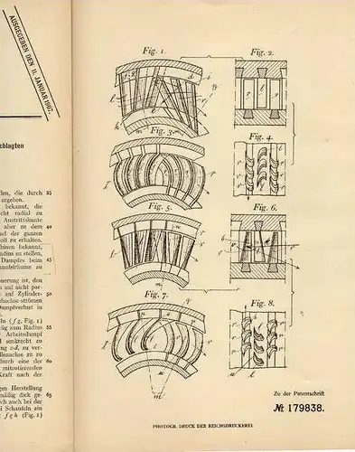 Original Patentschrift - R. Pawlikowski in Görlitz , 1903 , Dampfturbine !!!