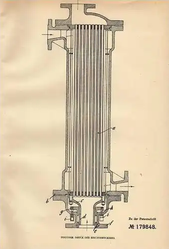 Original Patentschrift - Gebr. Körting in Linden b. Hannover , 1906 , Wärmetauscher !!!